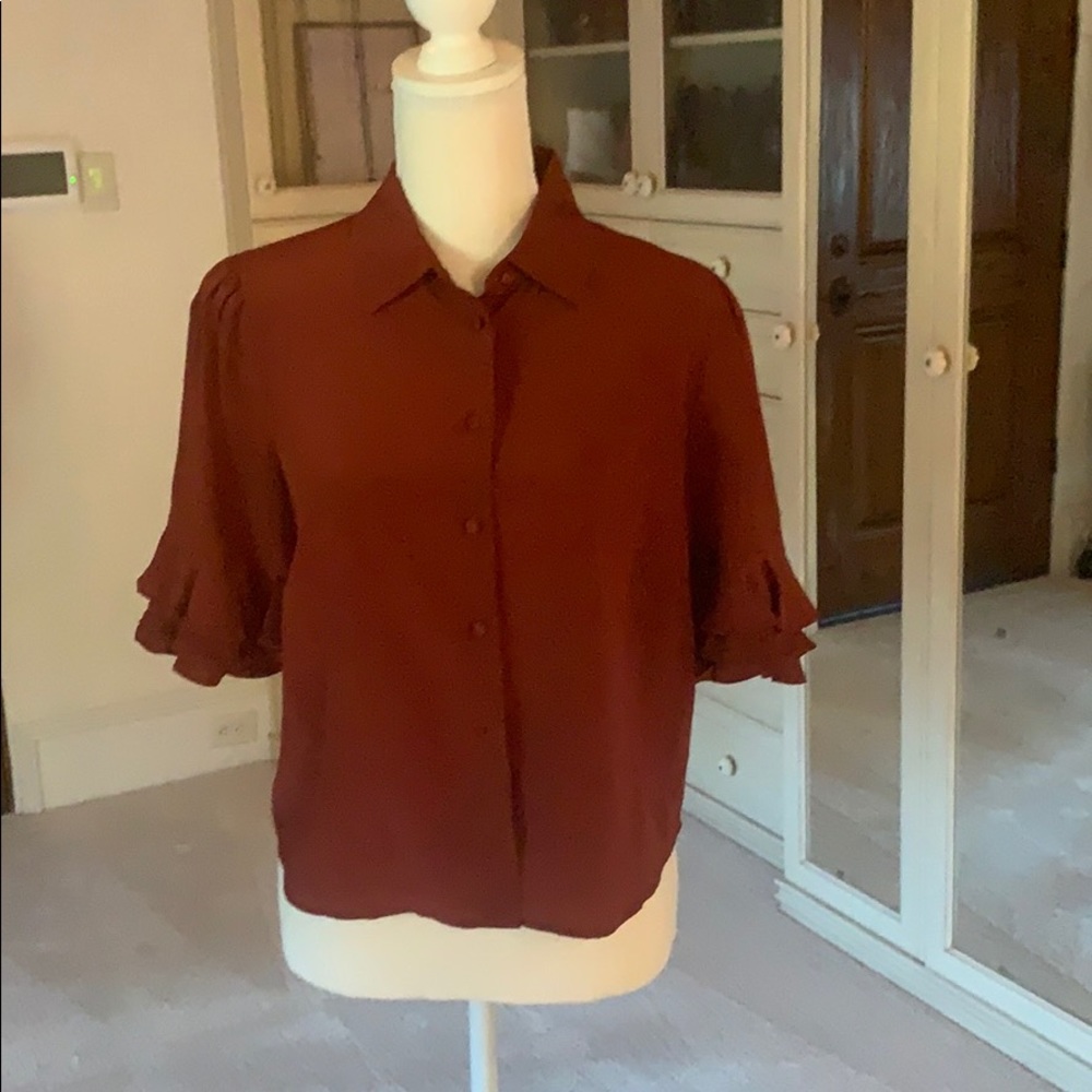 Frame Flutter Sleeve Blouse